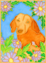 Dog and Flower Design Card